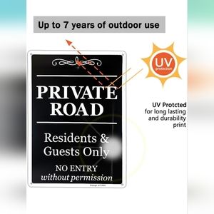 Private Road Sign, Residents & Guests Only Access, No Entry Without Permission